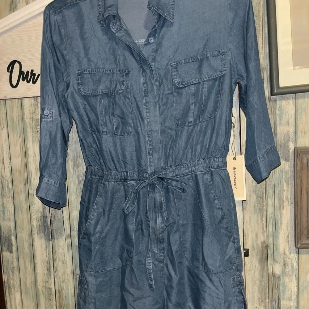 BlueVelvet Denim Button-Up Romper Small - Picture 6 of 10